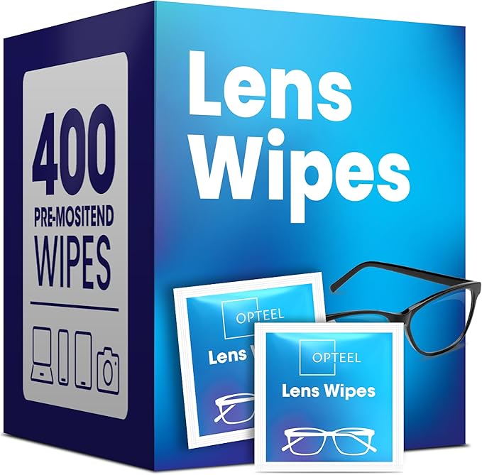 Lens Wipes for Eyeglasses - Pre-moistened Eyeglass Lens Cleaning Wipes - 400 Lens Wipes Individually Wrapped Sracth-Free Streak-Free Eye Glasses Wipes Lens Cleaner for Sunglass & Camera Lens